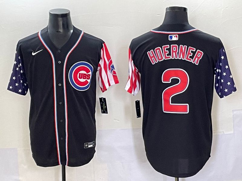 Men 2025 Chicago Cubs 2 Hoerner Black a generation of national flags Joint Name Nike MLB Jersey style 1